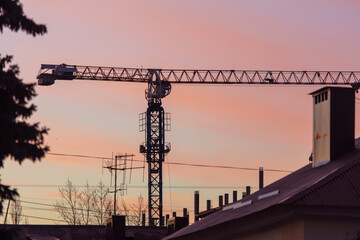 Crane at a house construction