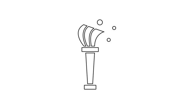 Black line Aspergillum icon isolated on white background. 4K Video motion graphic animation
