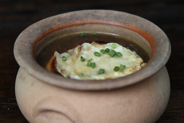 French onion soup with cheese crouton 