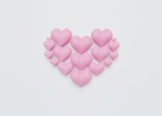 3D of  love concept for Happy Women's, Mother's, Valentine's Day, birthday greeting card design.
