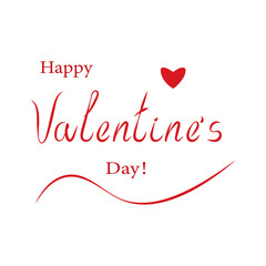 Happy valentines day greeting card, decorative font, flat design, vector illustration.