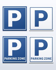 Set of parking sign. Parking zone. Illustration vector