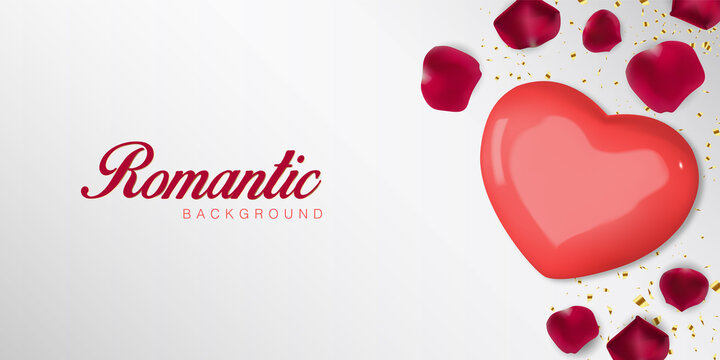 Realistic valentines day. Romantic Premium Vector background with red hearts 