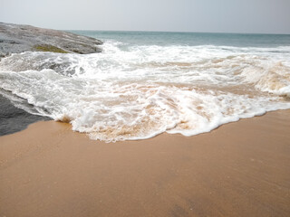 Waves on the beach seascape view, Kurumpanai beach in Tamilnadu, India