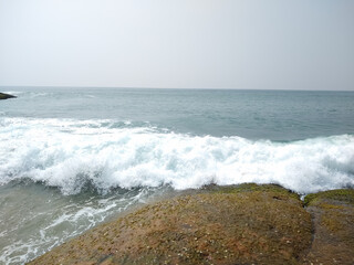 Waves on the beach seascape view, Kurumpanai beach in Tamilnadu, India