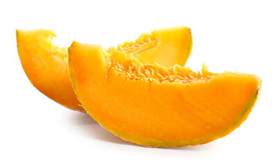 Sweet cut melon on white background