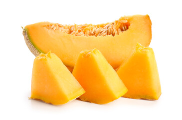 Sweet cut melon on white background
