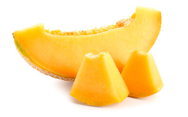 Sweet cut melon on white background