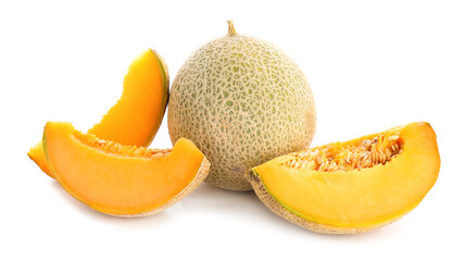 Sweet ripe melon on white background
