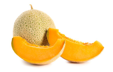 Sweet ripe melon on white background