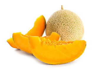 Sweet ripe melon on white background