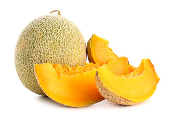 Sweet ripe melons on white background