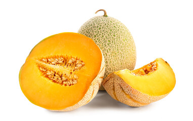Sweet ripe melons on white background