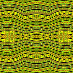 African fabric - Curved lines, green and yellow colors