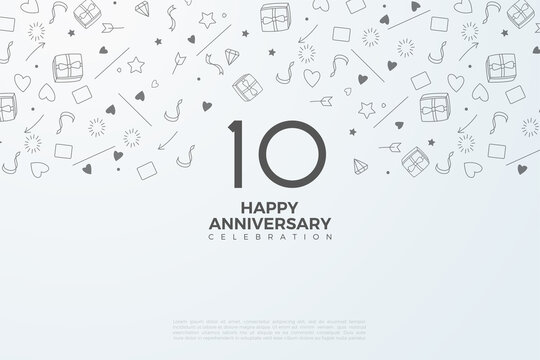 10th Anniversary background with small numbers and pictures on the background.