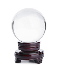 Crystal ball of fortune teller on white background