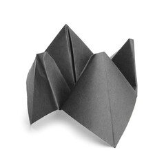 Paper cootie catcher for fortune telling game on white background