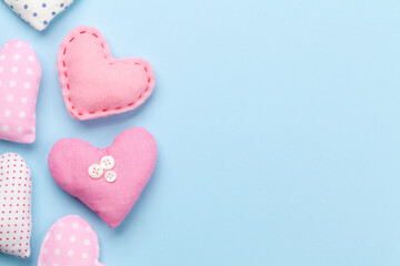 Valentines day with handmade craft hearts