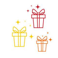 Vector abstract background with gift box, ribbon and sparkles. Holiday illustration.