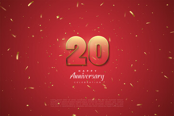 20th Anniversary background with gold striped numbers.