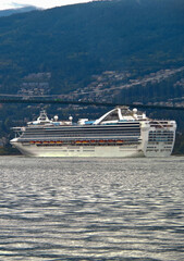 Modern Princess cruiseship or cruise ship liner sail away departure from Vancouver, Canada to...