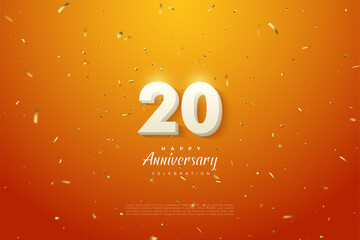 20th Anniversary background with numbers and orange background.