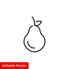 Pear fruit icon, line style. Vector illustration. Design on white background. Editable stroke eps 10.