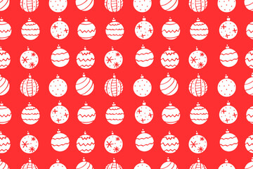 Vector Seamless pattern with Christmas tree balls. New year Xmas backgrounds textures. For greeting cards, wrapping paper, packaging, fabric, prints