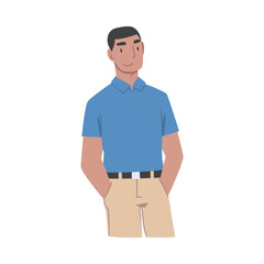 Young Tawny Smiling Man in Standing Pose Vector Illustration