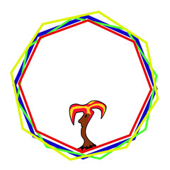 Black clown in colorful text frame, avatar, card