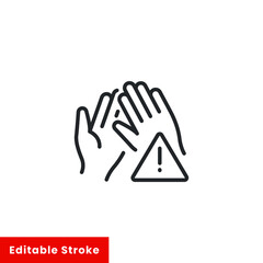 Avoid touching surfaces with hands line icon. COVID-19 prevention. Isolate on white background. Editable stroke vector illustration EPS 10
