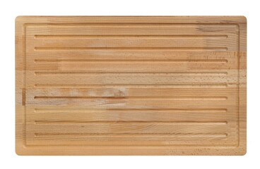 Cosy & trendy wooden bread cutting board isolated on white background