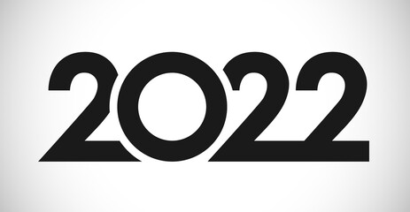 2022 A Happy New Year congrats concept. Classic logotype. Abstract isolated graphic design template. Digits in monochrome style. Vector mask idea with black and white colors. Creative decoration.