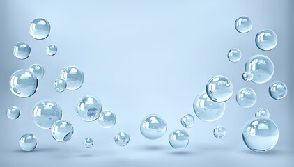 Abstract blue background with glass spheres