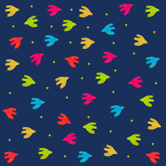 Colorful Birds and Stars Pattern Vector