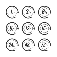 Icon set hours, great design for any purposes. Time icon vector. Vector illustration.