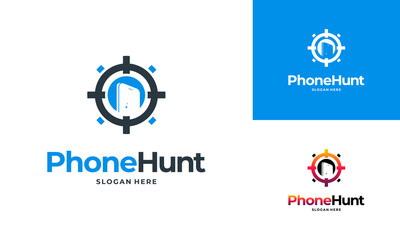 Fototapeta na wymiar Phone Hunter logo designs concept vector, Phone Shop logo designs symbol, Tech logo