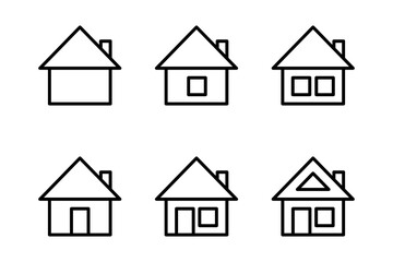 House icon set in modern style on light background. Thin line icon, vector illustration. Home office. Outline symbol. Modern vector illustration.