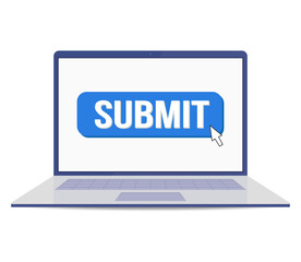 Submit laptop. Communication icon symbol. Website icon symbol. Click button.