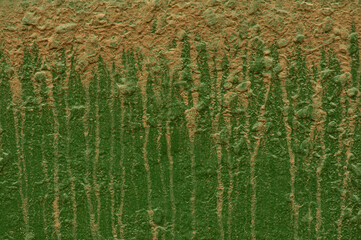 Green wall with mud marks