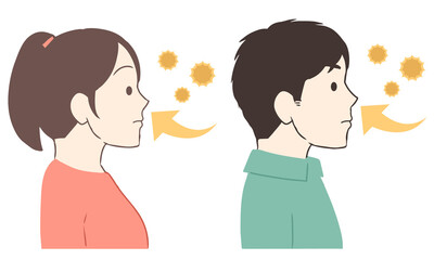 花粉を鼻から吸い込む　大人(線無し)