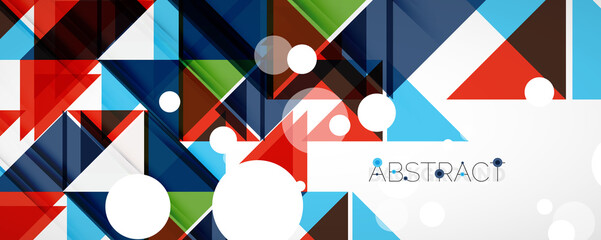 Geometric abstract background. Techno color triangle shapes. Vector illustration for covers, banners, flyers and posters and other designs