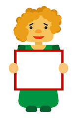 Teacher with red pointer arrow in green dress
