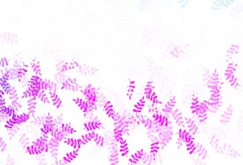 Fototapeta na wymiar Light Pink, Blue vector natural artwork with leaves.