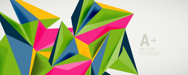 Vector triangle geometric backgrounds. Low poly 3d shape on light backdrop. Vector illustration for covers, banners, flyers and posters and other designs