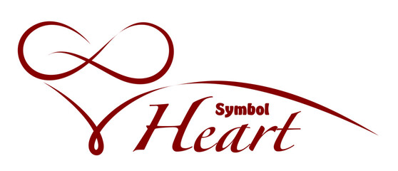 Symbol of stylized heart in red color.