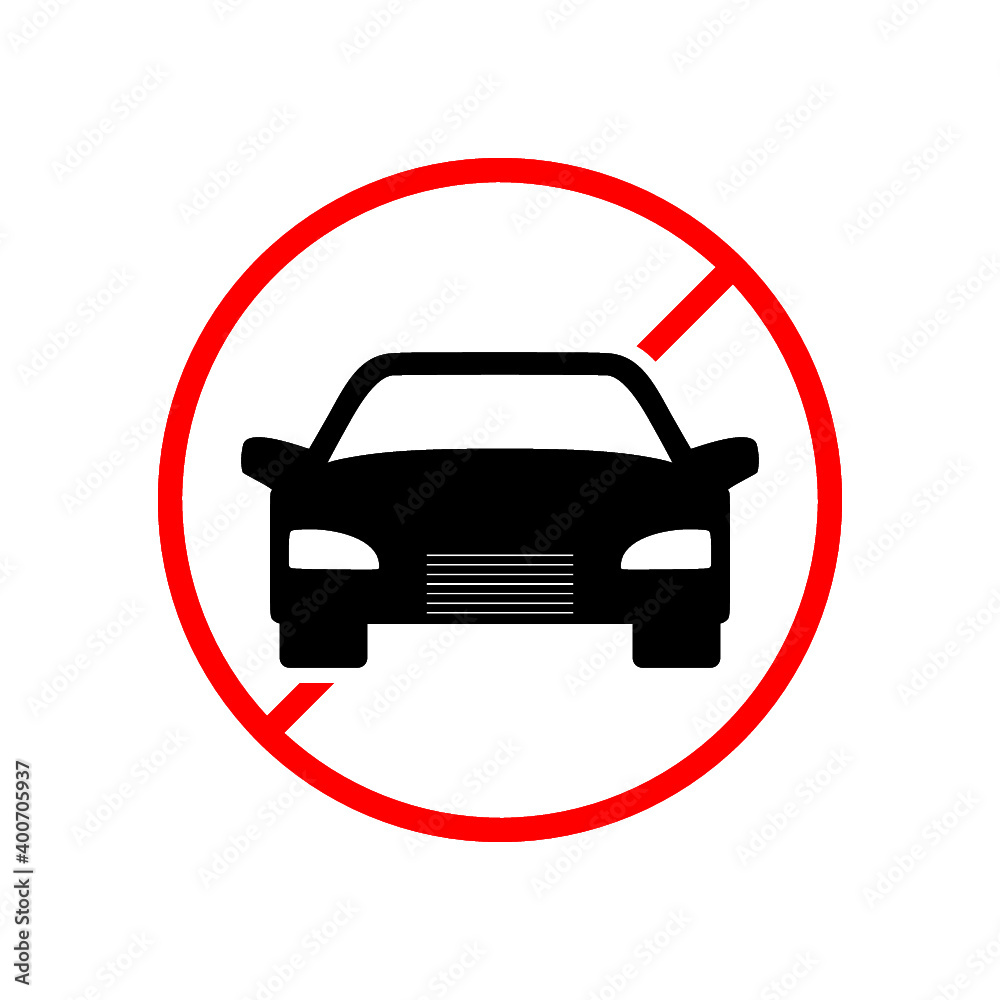 Poster stop car sign. no car icon isolated on white background