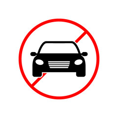 Stop car sign. No car icon isolated on white background