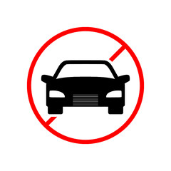 Stop car sign. No car icon isolated on white background