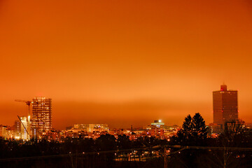 Fototapeta na wymiar Stockholm, Sweden The night skyline of the Kista suburb